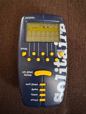 Retro Solitaire Electronic Handheld Game - Navy with Yellow Buttons
